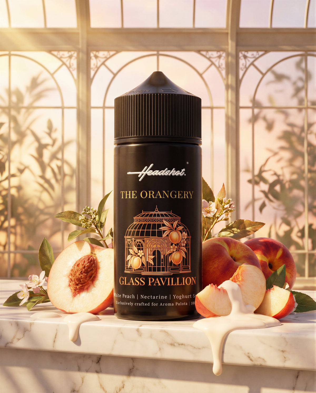 GLASS PAVILLION Nektarine Pfirsich Joghurt Aroma von HEADSHOT, Flasche, Ansicht 3